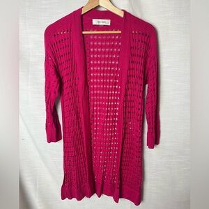 Jones Studio Knit Mesh Beach Coverup or Cardigan Pink Boho Festival